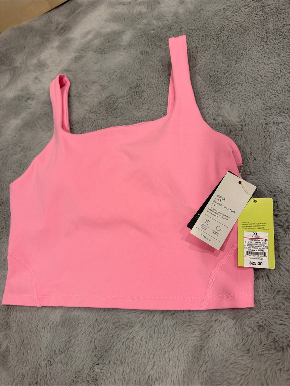 all in motion Pink Square-Neck Crop Tank